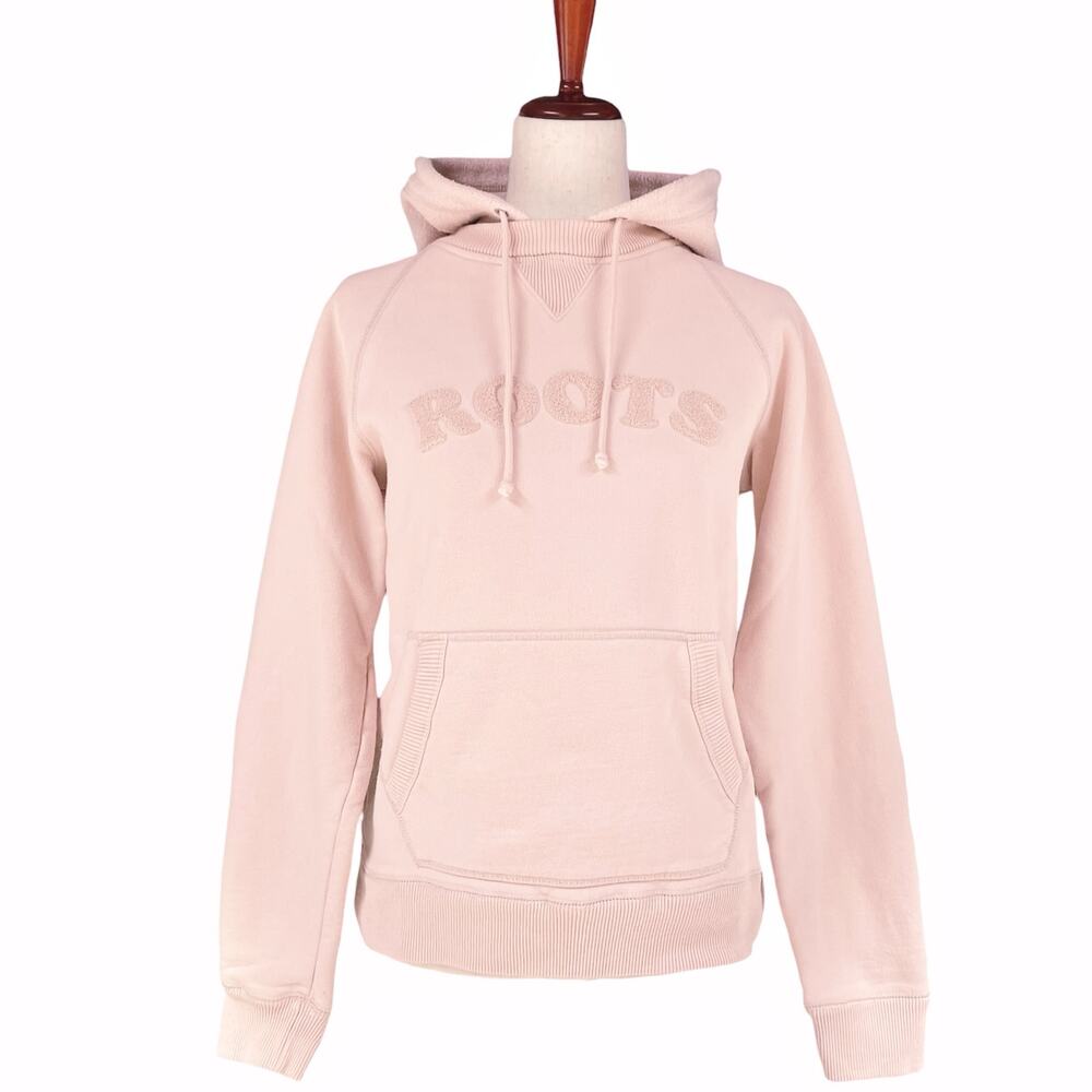 ROOTS Kanga Pullover Hoodie with Thick Fleece Hood Light Peach Pink Size M
